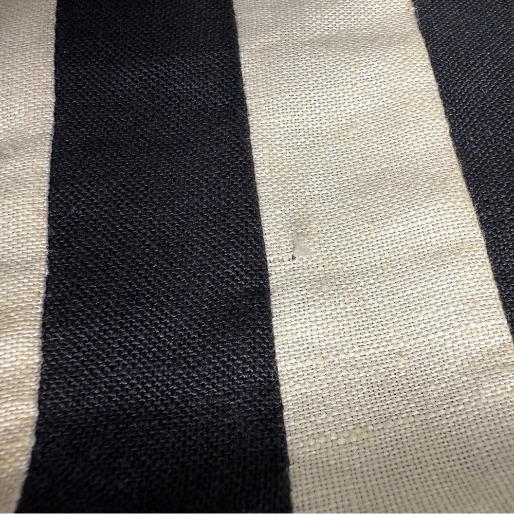 Joe 100% Linen Button Up Back Striped Black Top Large Neutral Luxury Summer - Picture 4 of 13